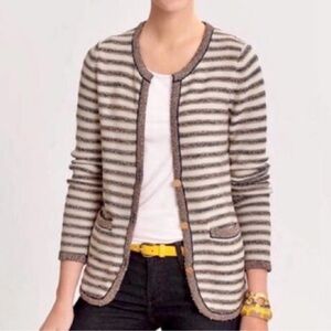 Banana Republic knit tweed sweater blazer cream navy metallic gold Medium